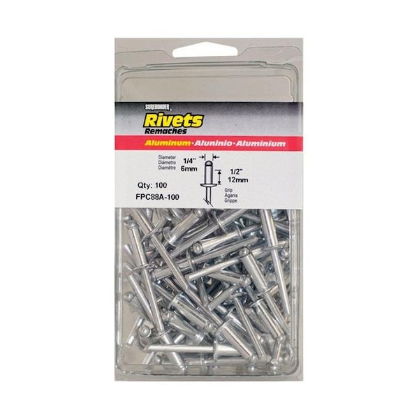 Fpc FPC FPC88A-100 0.25 x 0.5 in. Rivets Aluminum Long - 100 Pack 2385136 - main